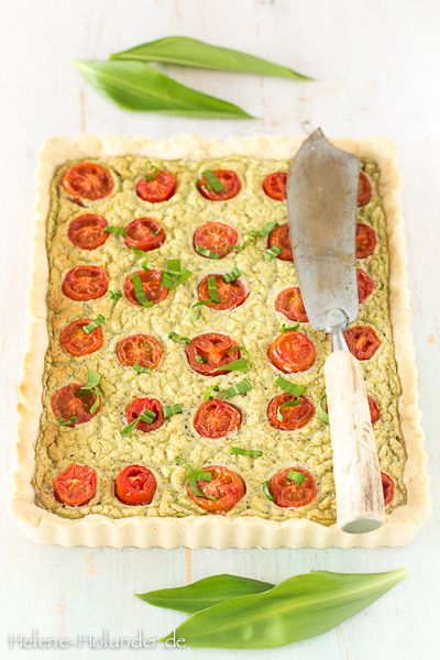 Tarte mit Bärlauch und Tomate, vegan, Helene Holunder